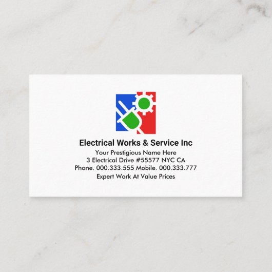 シンプル電源プラグ電気配線 名刺 (裏面)