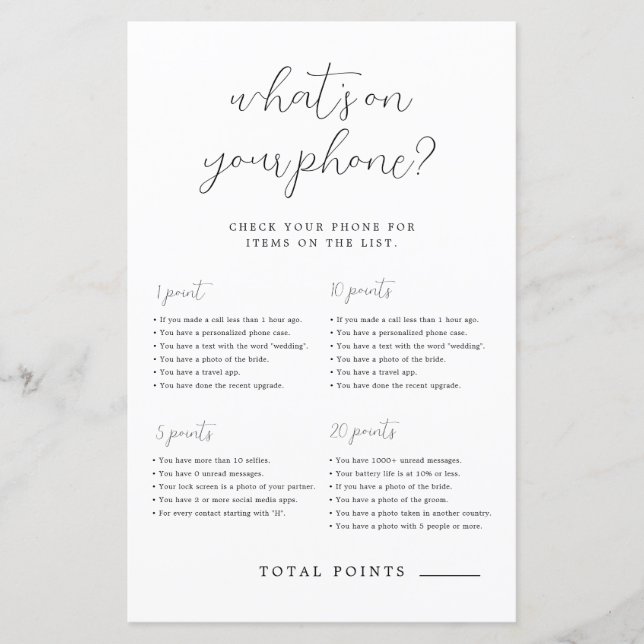 シンプル電話のブライダルシャワーゲーム (正面)