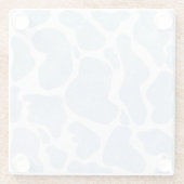 シンプル青い白の大きな牛の斑点の動物パターン ガラスコースター (裏面)