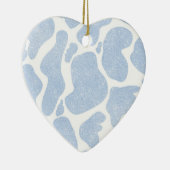 シンプル青い白の大きな牛の斑点の動物パターン セラミックオーナメント (右)