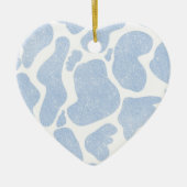 シンプル青い白の大きな牛の斑点の動物パターン セラミックオーナメント (正面)