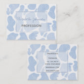 シンプル青い白の大きな牛の斑点の動物パターン 名刺 (正面/裏面)