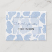 シンプル青い白の大きな牛の斑点の動物パターン 名刺 (正面)