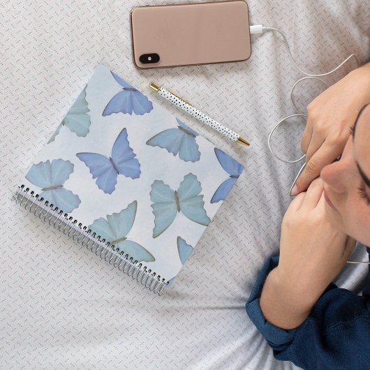 シンプル青い美しい蝶の水色かわいい ノートブック