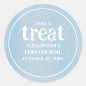 シンプル青お洒落水色治療 ラウンドシール (正面)