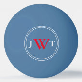 シンプル青とモノグラ赤と白ム 卓球ボール (正面)