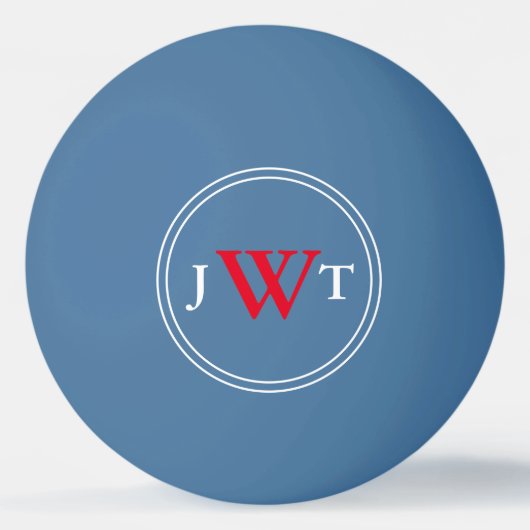 シンプル青とモノグラ赤と白ム 卓球ボール (正面)