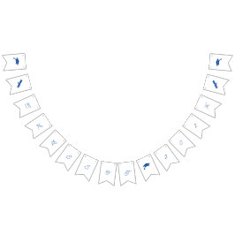 シンプル青と白のカスタマイズ可能な卒業 バンティングフラッグ