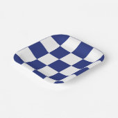 シンプル青と白のパタ市松模様にーン ペーパープレート (傾斜あり)
