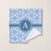 シンプル青と白の幾何モダン図形 バスタオルセット (ウォッシュタオル)