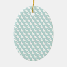 シンプル青と白の復活祭バニー セラミックオーナメント