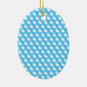 シンプル青と白の復活祭バニー セラミックオーナメント (裏面)