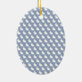 シンプル青と白の復活祭バニー セラミックオーナメント (裏面)