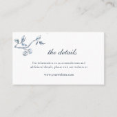 シンプル青と白の結婚詳細 プレイスカード (正面)
