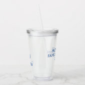 シンプル青と白の航海のいかりパーソナライズされた アクリルタンブラー (左)