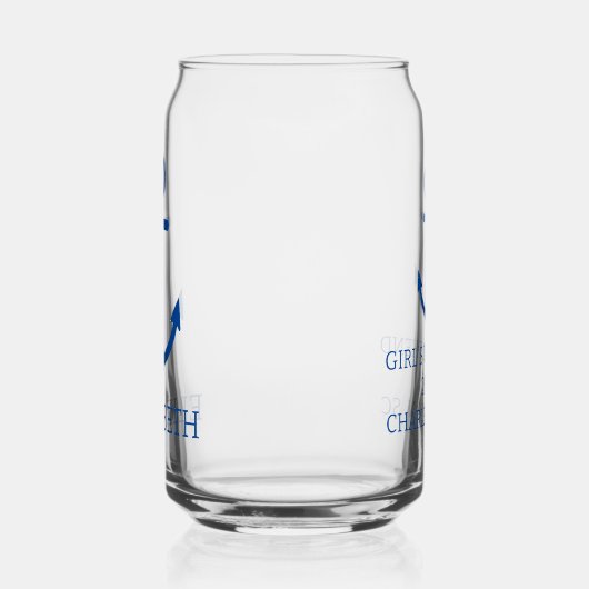 シンプル青と白の航海のいかりパーソナライズされた ガラス缶 (左)