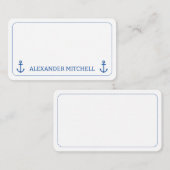 シンプル青と白の航海のいかりパーソナライズされた ノートカード (正面/裏面)