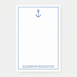 シンプル青と白の航海のいかりパーソナライズされた ポストイット