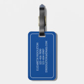 シンプル青と白の航海のいかりパーソナライズされた ラゲッジタグ (裏面縦)