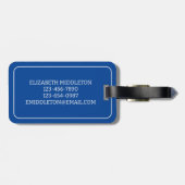 シンプル青と白の航海のいかりパーソナライズされた ラゲッジタグ (裏面横)