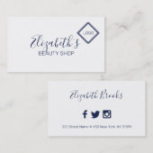 シンプル青と白 名刺 (正面/裏面)