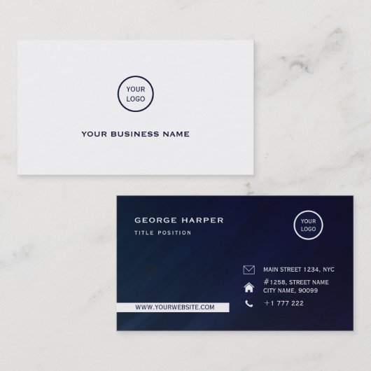 シンプル青と白 名刺 (正面/裏面)