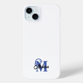 シンプル青と白 iPhone 15 MINIケース
