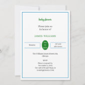 シンプル青と緑の赤んパーソナライズされた坊シャワー 招待状 (正面)