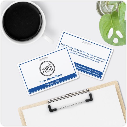 シンプル青の色ブロックプロフェッショナル名タグ バッジ