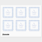 シンプル青エレガントギンガムプレイドボーイベビーシャワー スクエアシール (シート)