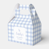 シンプル青エレガントギンガムプレイドボーイベビーシャワー フェイバーボックス (裏面サイド)