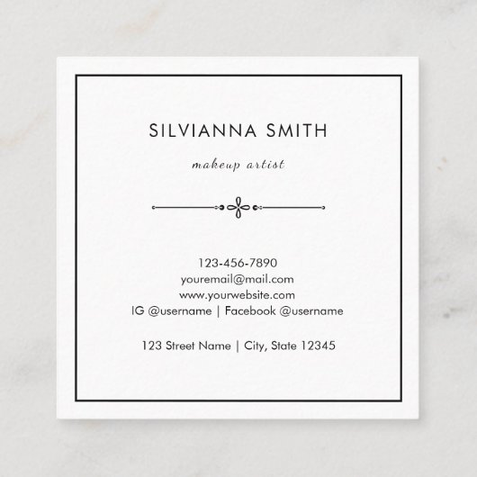 シンプル青エレガントティール(緑がかった色)ホワイトウォーター色抽象芸術 スクエア名刺 (裏面)