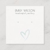 シンプル青エレガントハートスタッドイヤリングディスプレイ スクエア名刺 (正面)