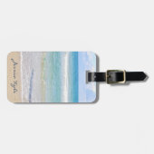 シンプル青エレガントビーチタイポグラフィ名 ラゲッジタグ (正面横)