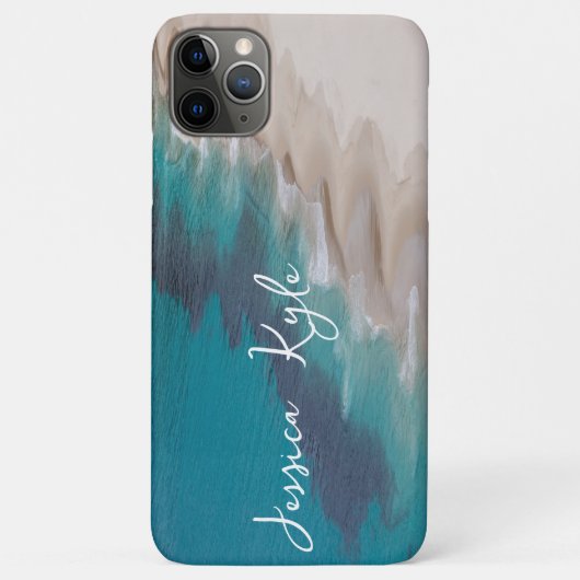 シンプル青エレガントビーチタイポグラフィ名 Case-Mate iPhoneケース (裏面)