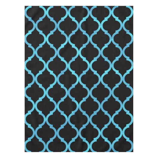 シンプル青エレガントモダンモロッコパターン | テーブルクロス (正面)