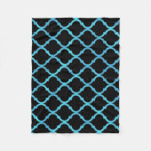 シンプル青エレガントモダンモロッコパターン | フリースブランケット (正面)