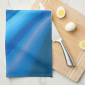 シンプル青エレガント抽象芸術波ストライプ数 | キッチンタオル (四つ折り)