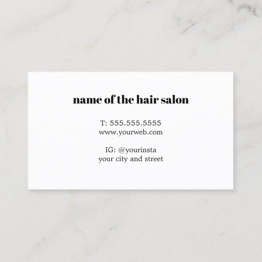 シンプル青エレガント白はさみ美容師 予約カード (裏面)