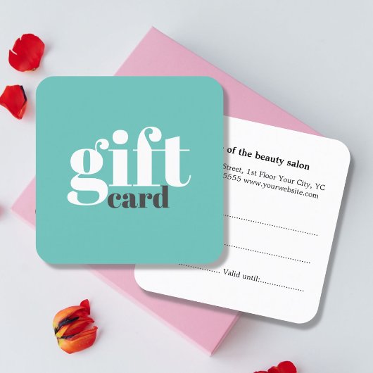 シンプル青エレガント白ギフトカード 割引カード