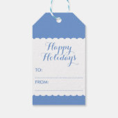 シンプル青エレガント白スノーフレーク ギフトタグ (裏面)