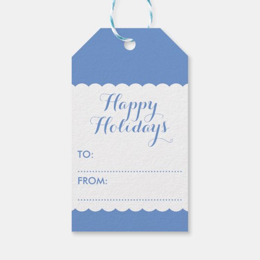 シンプル青エレガント白スノーフレーク ギフトタグ (裏面)