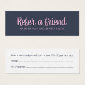 シンプル青エレガント色ピンク紹介カード (正面&裏面)