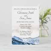 シンプル青エレガント霧の山の水色 招待状 (スタンド正面)