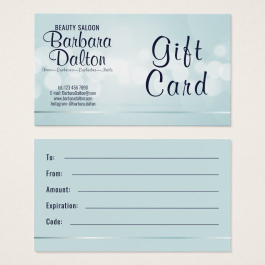 シンプル青エレガント《写真》ぼけ味ギフトカード (正面&裏面)