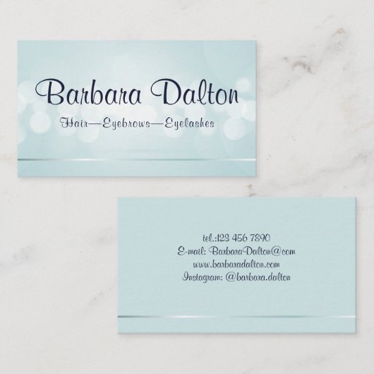 シンプル青エレガント《写真》ぼけ味 名刺 (正面/裏面)