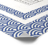 シンプル青エレガント+白Seigaiha座席表 ポスター (角)