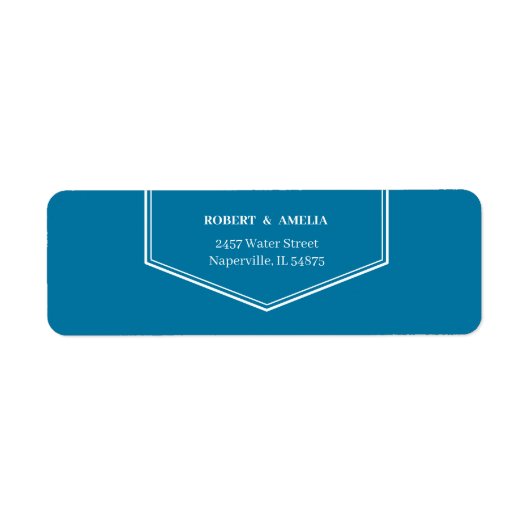 シンプル青カスタマイズ差出人住所 ラベル (正面)