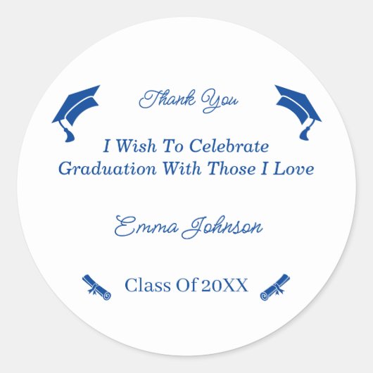 シンプル青カスタマイズ白 ラウンドシール (正面)