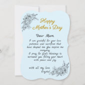 シンプル青カスタムレター母の日札 ノートカード (正面)